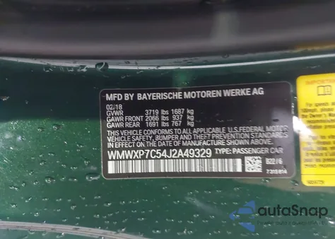 2018 Mini Hardtop Cooper S z USA, uszkodzony, nr VIN WMWXP7C54J2A49329